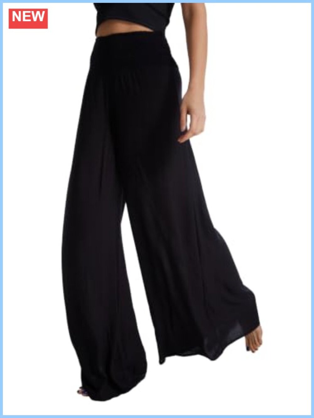 Rayon Palazzo Pants for Women Wide Leg Smocked Waist Pull On